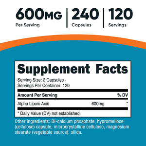 Private Label Alfa-Liponzuur 600 Mg Capsulesupplement Voor Leverondersteunende Antioxidanten - Product Image 3