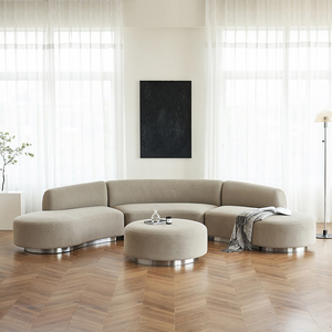 Thiết Kế Thời Trang Vòng Phòng Khách Màu Trắng Sofa Đặt Khách Sạn Tiếp Nhận Sang Trọng Sảnh Sofa Cong 6 Chỗ Ngồi Lớn Đi Bộ - Product Image 5