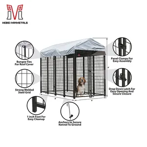 Недорогая сверхпрочная металлическая переносная клетка для собак и бега, собачья будка, оптовая продажа с водонепроницаемой крышкой