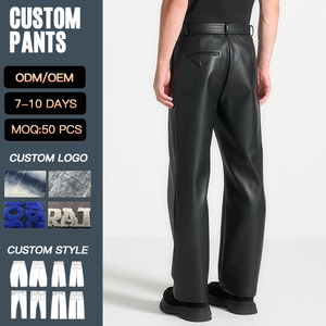 Pantalon en cuir synthétique plissé YUCE de qualité supérieure pour homme – Coupe large, style minimaliste, fabrication haut de gamme - Product Image 2