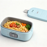 Boîte à lunch électrique multifonctionnelle antiadhésive avec couvercle en acier inoxydable, contrôle numérique, contrôlée par application, capacité de 1,1 à 2,0 L, portable et multifonction
