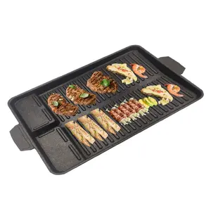 Outdoor Die Cast Alumínio Churrasco Grill Pan Grill Griddle Plate Non Stick Square Churrasco Placa