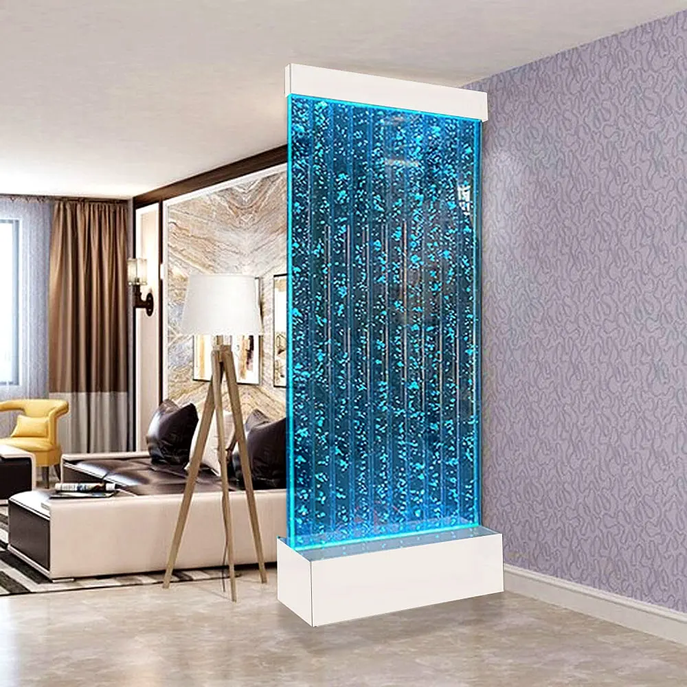 Trắng cơ sở treo chống lại các bức tường Acrylic tường trang trí nội thất LED bong bóng nước chiếu sáng trang trí nội thất trong nhà Mini thác nước bong bóng tường