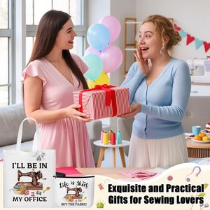 Borsa tote in tela stampata '<span class=keywords><strong>I</strong></span>'ll Be In My Office', pochette per trucchi, regali divertenti per sarte, amanti del cucito, mamme - Product Image 6