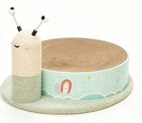 Nouveau Repose-oreilles circulaire vert pastel à imprimé arc-en-ciel pour chat, avec pilier en sisal, double surface de grattage verticale et horizontale, et boule de jeu