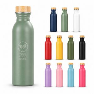 Custom Printed 700ml Single Wall Stainless Steel Outdoor Travel Sports Water <b>Bottle</b> with Bamboo Lid Promotional Gift <b>Bottle</b> - Product Image 1