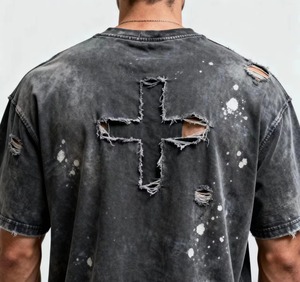 T-shirt à manches courtes pour homme, coupe classique, col rond, 100% coton, tissu en toile, écologique, style streetwear - Product Image 6
