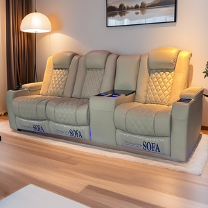 كرسي أريكة كهربائي عصري 3 مقاعد كرسي مسرح منزلي ملون كريمي مقاعد سينما داخلية للأفلام - Product Image 2