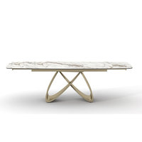Table à manger italienne coulissante, rétractable, transformable, extensible, rectangulaire, en pierre frittée, écologique, 8 places, pieds en bois, pour hôtel