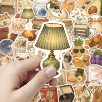 50 autocollants vintage dessinés à la main, style Ins, pour journal, articles divers, artistiques, frais, imperméables, pour voiture, ordinateur portable, cadeau