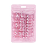 60 faux ongles carrés courts roses à presser, style French Tip, pour pieds et mains, couverture complète, pré-dessinés, pour femmes