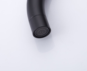 Robinet de cuisine moderne en acier inoxydable noir mat, à arc haute, pivotant à 360°, monocommande, <span class=keywords><strong>mitigeur</strong></span> eau chaude et froide pour évier de comptoir - Product Image 5