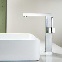 Robinet de lavabo moderne haut en alliage de zinc gris anthracite, rotation à 360°, texture grillagée, cartouche céramique plaquée, mitigeur de lavabo à poser sur comptoir