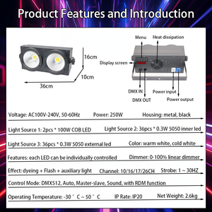 Faro <span class=keywords><strong>LED</strong></span> COB RGBW <span class=keywords><strong>da</strong></span> 250W a 2 occhielli, controllo DMX, per illuminazione scenica e pubblico, striscia luminosa PAR, fari spettacolari - Vendita Calda - Product Image 4