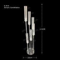 Support de bougies à 6 bras en acrylique transparent, candélabre de table de mariage pour allée avec manchons de bougies Hurricane
