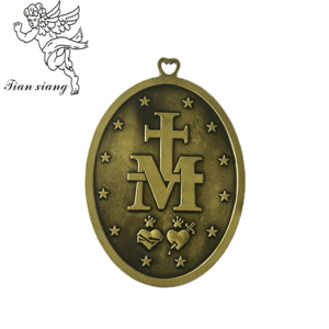 Pendentif funéraire en alliage de zinc, style européen antique, médaille miraculeuse de la Vierge Marie, fournitures de décoration de cercueil, vente en gros - Product Image 2