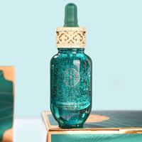 Bouteilles en verre avec logo personnalisé imprimé, flacon d'huile essentielle en verre de 30 ml, bouchon doré, compte-gouttes, style moyen-oriental, flacon d'attar d'oud, sérum, fond épais, boîte