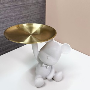 Peinture sur support fluide vierge <span class=keywords><strong>Violent</strong></span> Bear With Tray, ours en résine pour ornements décoratifs - Product Image 1