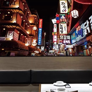 Adesivo de Papel de Parede <span class=keywords><strong>3D</strong></span> com Decoração de Restaurante Coreano e Vista de Rua Coreana - Product Image 1
