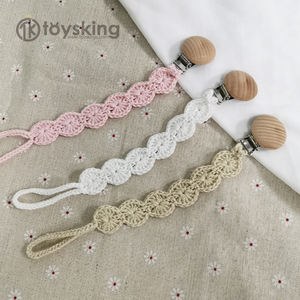 Clip de cadena para <span class=keywords><strong>chupete</strong></span> recién nacido, juguete de conejo de ganchillo de Madera Suave, mordedor, soporte para <span class=keywords><strong>chupete</strong></span> para bebé - Product Image 3