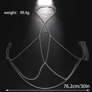 गैंडे स्तन गर्दन कमर की कमर की चेन परत परत वाली गैंडे क्रॉसओवर बिकनी ब्रा शरीर गहने समुद्र तट क्रिस्टल पेट की कमर श्रृंखला - Product Image 2