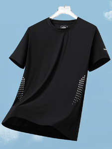 T-shirt da palestra in poliestere oversize stile sportivo rapido da uomo all'ingrosso con Logo personalizzato serigrafia bianco bianco bianco abiti <span class=keywords><strong>estivi</strong></span> - Product Image 3