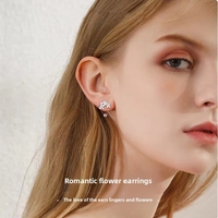 Boucles d'oreilles Ganku en argent pur S999 pour femmes, design mignon à trois petites fleurs, cadeaux de fête frais et doux