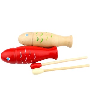 เครื่องดนตรีประเภทตีรูปปลาทำจากไม้สำหรับเด็ก สีแดงและสีธรรมชาติ ทำจากไม้เบิร์ช ทนทาน ใช้เป็นสื่อการสอน - Product Image 5