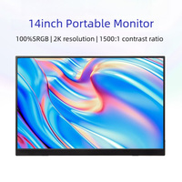 Moniteur portable 14 pouces 2K, écran LCD IPS, HDR 100% SRGB, format 16:10, type C, 60Hz, haut-parleurs intégrés