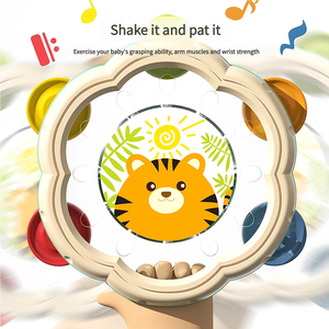 Tambourin en plastique pour enfant, jouet musical pour tout-petits, instrument à claquettes en forme de fleur, clochette à main, tambourin jouet - Product Image 2