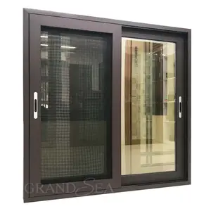 Brown color aluminum sliding windows reflective glass thermal insulation window