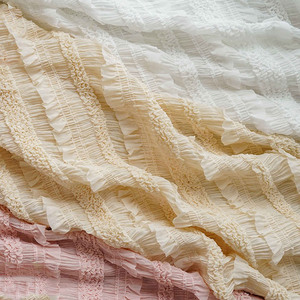 Multicolore plissettato estate stretch <span class=keywords><strong>chiffon</strong></span> camicia tessuto in legno orecchio ricamo tessuto per cuscino a righe panno decorativo - Product Image 2