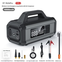 Démarreur de batterie 800A avec compresseur d'air 150W, batterie externe 10000mAh, Type-C et LED multi-modes