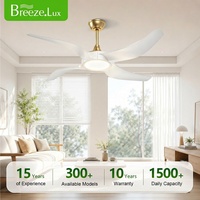 Nouveauté : Ventilateur de plafond décoratif de 52 pouces avec pales en ABS, éclairage, télécommande en option, compatible Tuya Smart, moteur BLDC à économie d'énergie