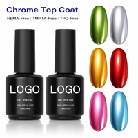 Poudre de chrome semi-permanente UV/LED sans essuyage, couche de finition OEM, vernis à ongles gel chrome avec logo personnalisé