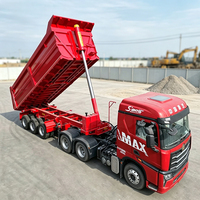 Semi-remorque à benne basculante arrière en U à 3 essieux, semi-remorque à benne basculante arrière robuste pour le transport de sable et de terre de construction