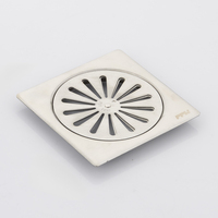 Siphon de sol carré en acier inoxydable 304 PPW moderne pour salle de bain, anti-odeur, anti-corrosion, débit de 100 L/min, garantie 5 ans