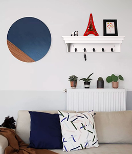 Estante de Pared de Madera, Estante Flotante de Esquina con Ganchos, con Certificado - Product Image 6