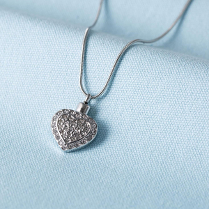 Joyería de cremación, collar de ceniza de hueso en forma de corazón de cristal de acero inoxidable, COLLAR COLGANTE de joyería de recuerdo conmemorativo - Product Image 6