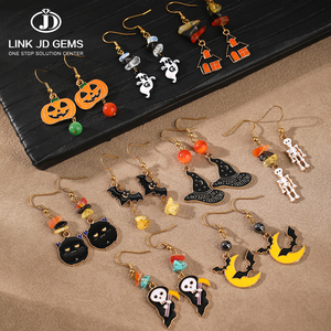 Jd đá quý bán buôn thép không gỉ Halloween bí ngô/ma quỷ/BAT/Ma bông tai đá tự nhiên hoàn hảo món quà giáng sinh sự lựa chọn - Product Image 2
