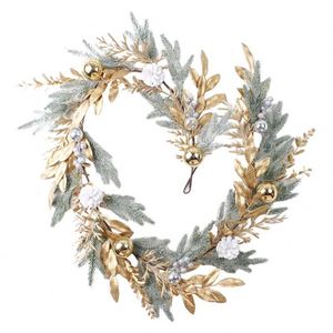 Guirnalda Navideña de Flores Doradas, Decoración de Ratán para Puerta, Árbol Colgante Invertido, Guirnalda Artificial Navideña al por Mayor - Product Image 3