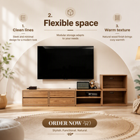 Meuble TV sur pied avec tiroirs de rangement pour salons, console multimédia avec finition mélamine