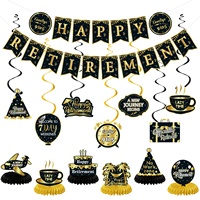 Guirlande en papier nid d'abeille spirale noir et or à thème retraite, pour décorations de lieux et de fêtes transfrontalières