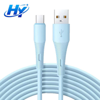 Cable de Carga Rápida y Transferencia de Datos USB-A a Tipo-C de Silicona de 2.4A para Teléfonos Móviles iPhone Samsung Android IOS
