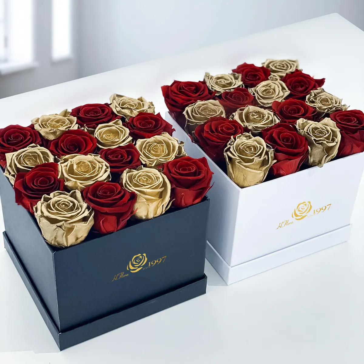 Flores de San Valentín, rosas Eternelle de larga duración, reales, naturales, preservadas, flores y plantas rosas en caja