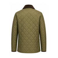 Jaket Pria Model Country Ringan Berlapis Diamond Quilted dengan Kerah Corduroy dan Kancing Tekan Depan