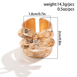 HL, joyería nueva europea y americana, pendientes de perlas de imitación simples chapados en oro con lazo dulce, anillo de moda para mujer - Product Image 5