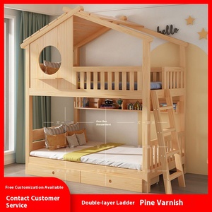 Giường gỗ trẻ em giường tầng nhà cây giường cao và thấp giường mẹ và con trượt Giường trẻ em giường cao - Product Image 4