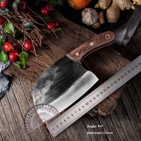 Couteau de boucher serbe forgé à la main, hachoir à viande avec manche ergonomique en bois pour la cuisine