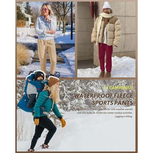 2025 femmes polaire doublé Joggers résistant à l'eau thermique hiver pantalons de survêtement pour la course randonnée Yoga avec poches pratiques - Product Image 6